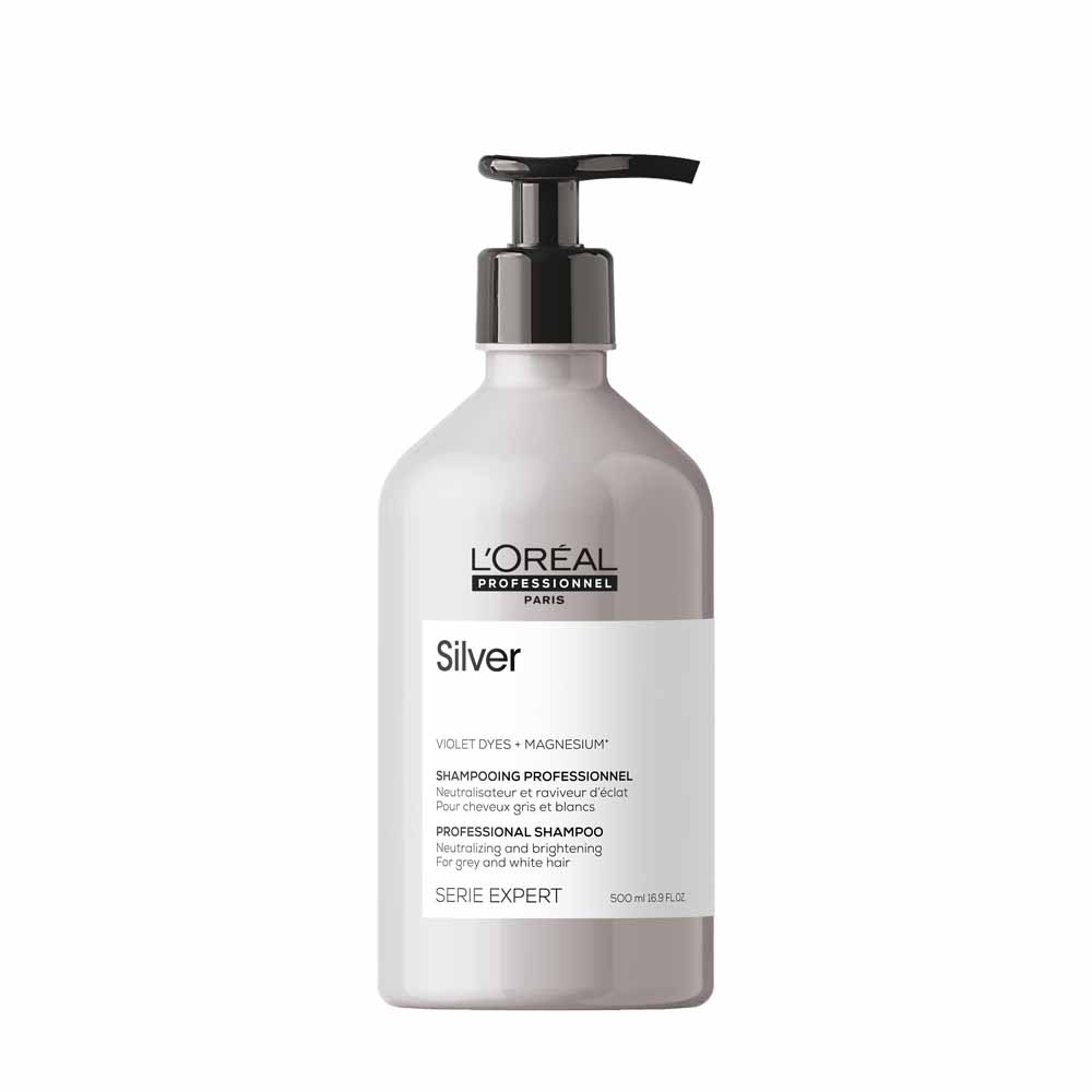 L'Oréal Professionnel Silver Shampoo sbiancante per Capelli grigi e Le Blanc 500ml