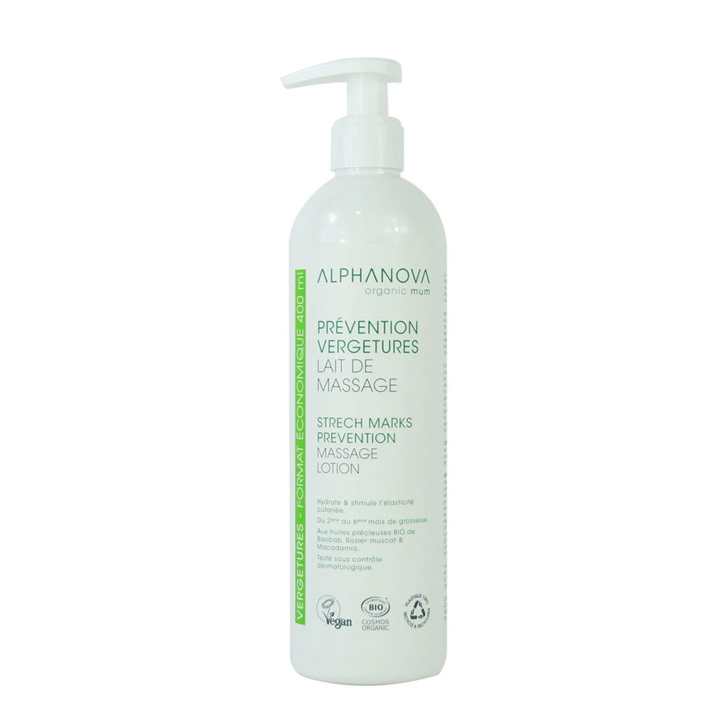 Alphanova Organic Mum Latte di massaggio bio prevenzione smagliature 400 ml