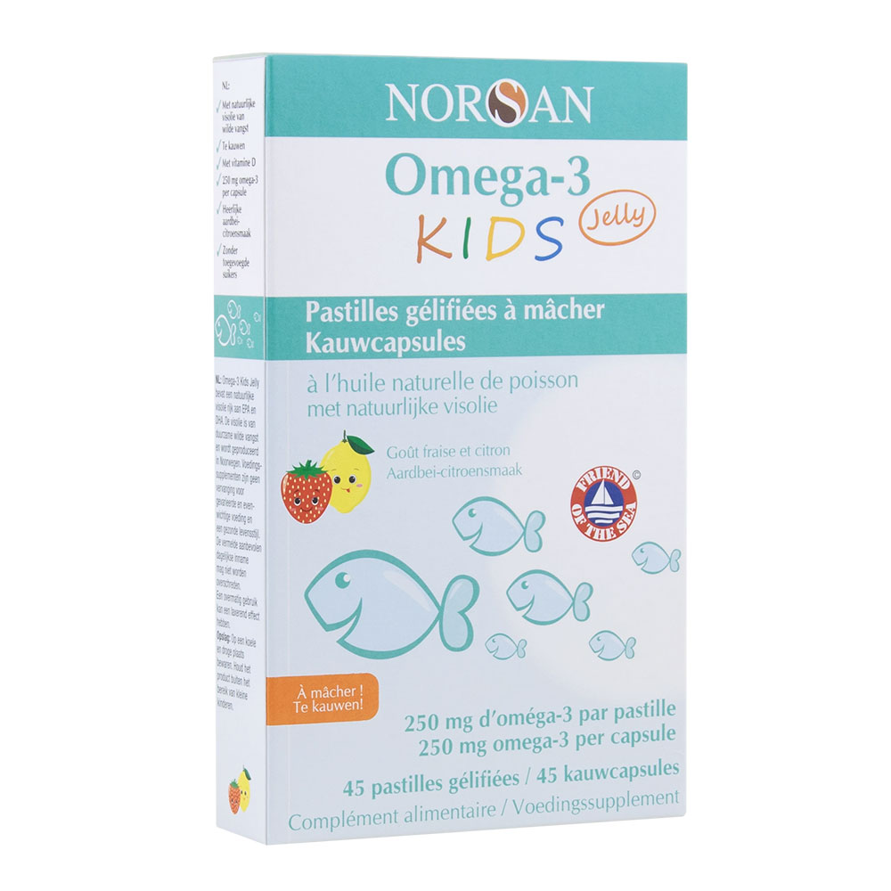 Norsan Gelatine Oméga 3 gusto fragola limone da masticare 45 compresse