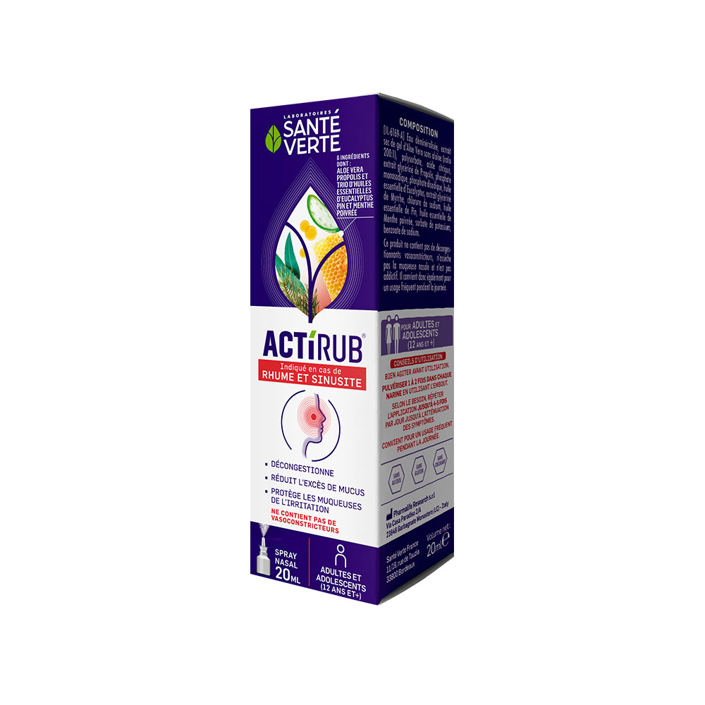 Sante Verte ActiRub Spray nasale in caso di raffreddore e sinusite 20 ml