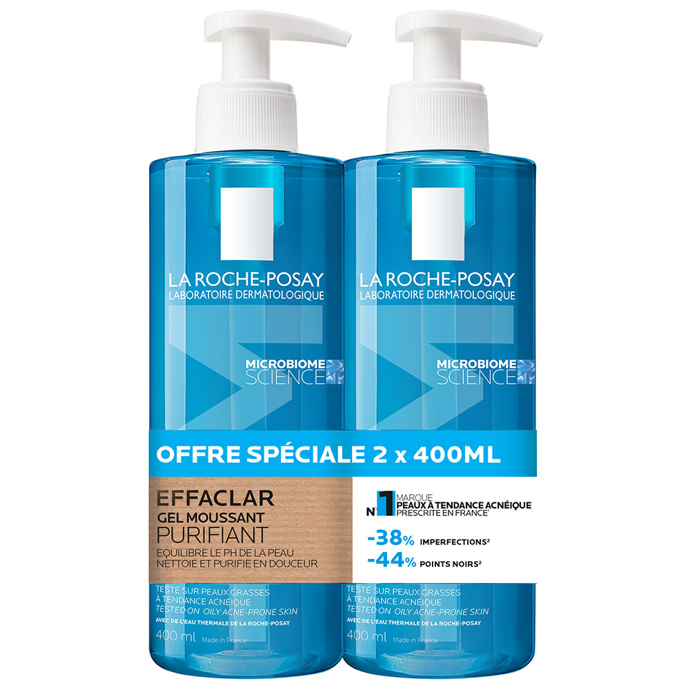 La Roche-Posay Effaclar Gel detergente purificante pelle grassa a tendenza acneica 2 x 400 ml