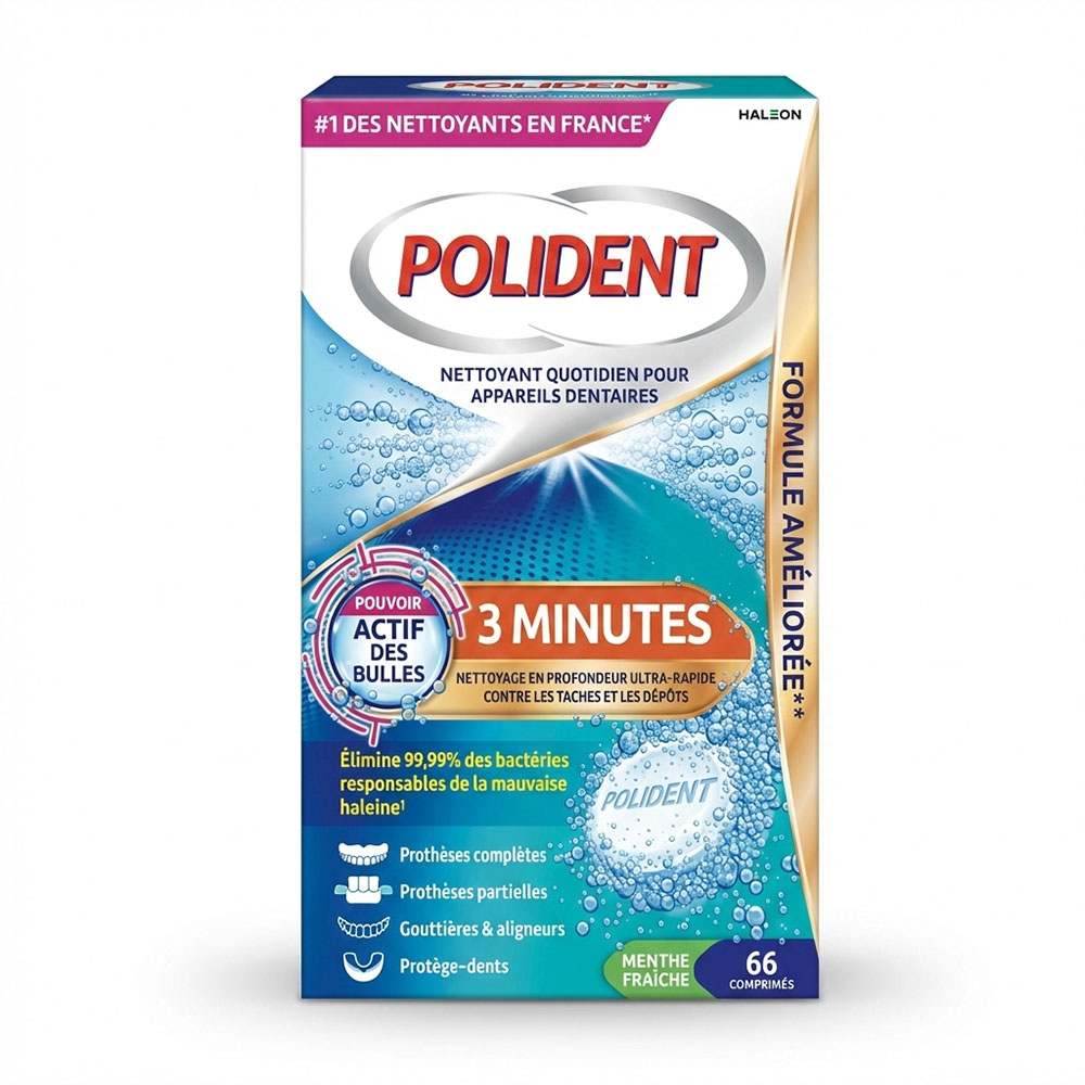 Polident Detergente per apparecchi dentari 3 minuti 66 compresse