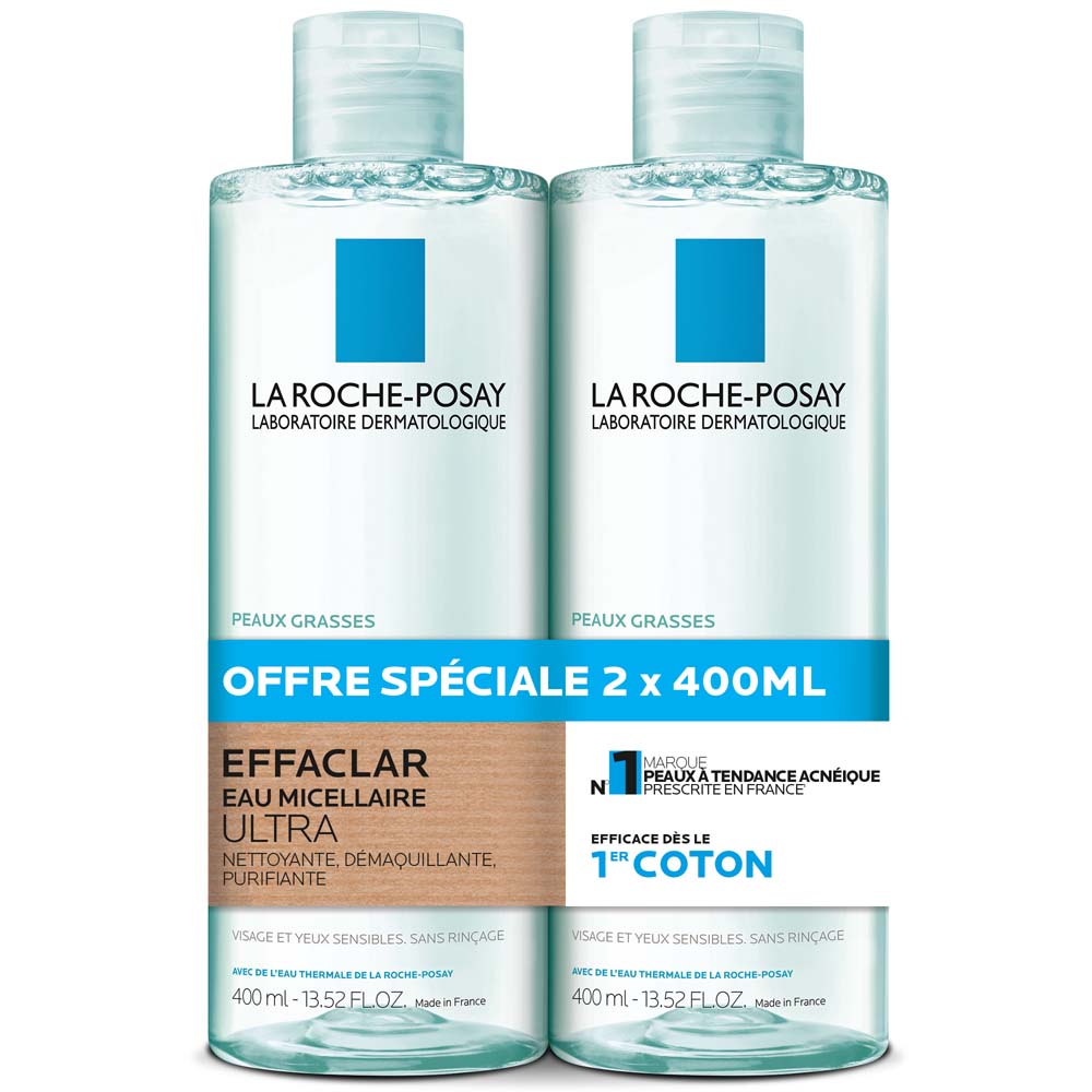 La Roche-Posay Effaclar Acqua micellare ultra detergente struccante purificante pelli grasse 2 x 400 ml