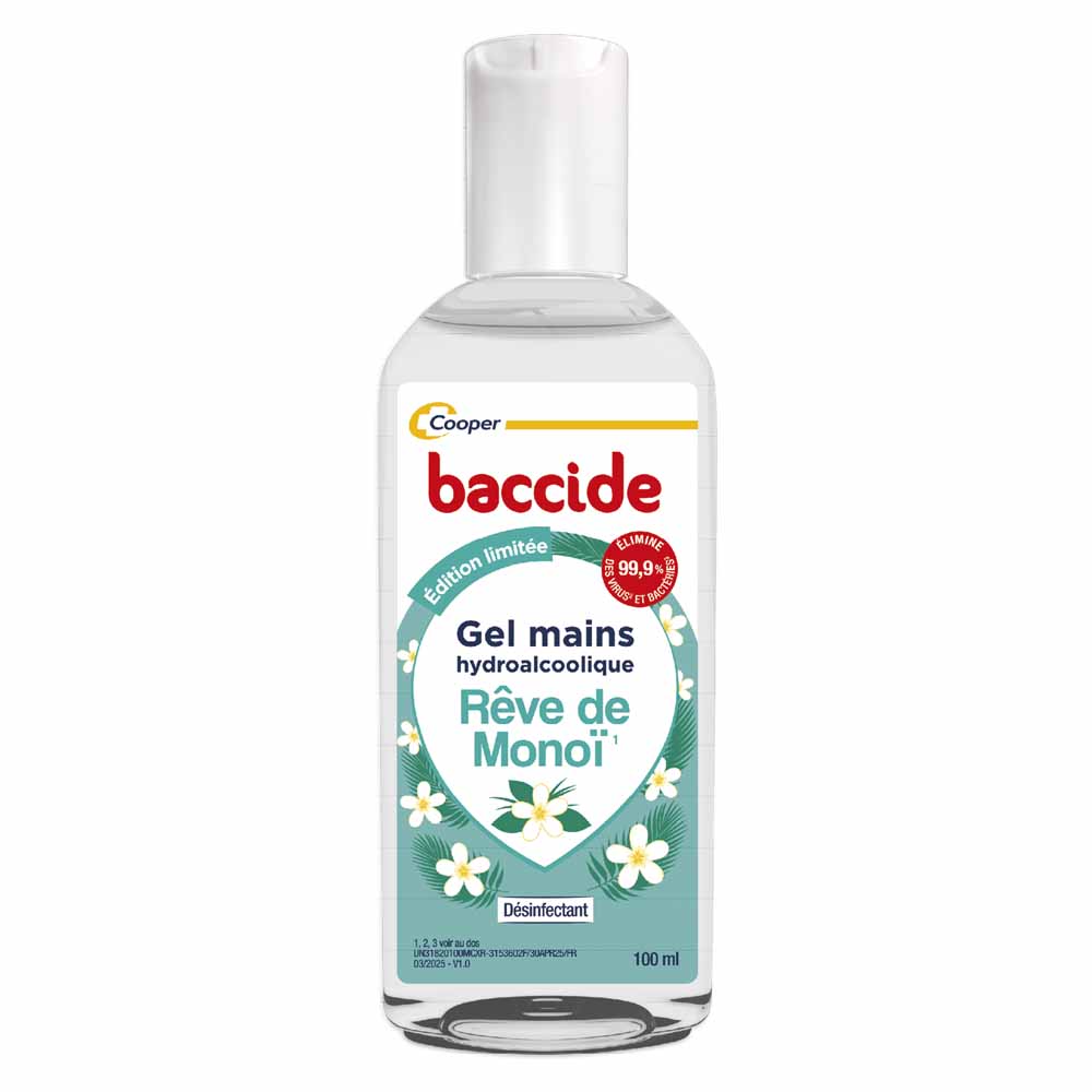 Baccide Gel mani disinfettante idroalcolico Monoi per pelli sensibili 100 ml
