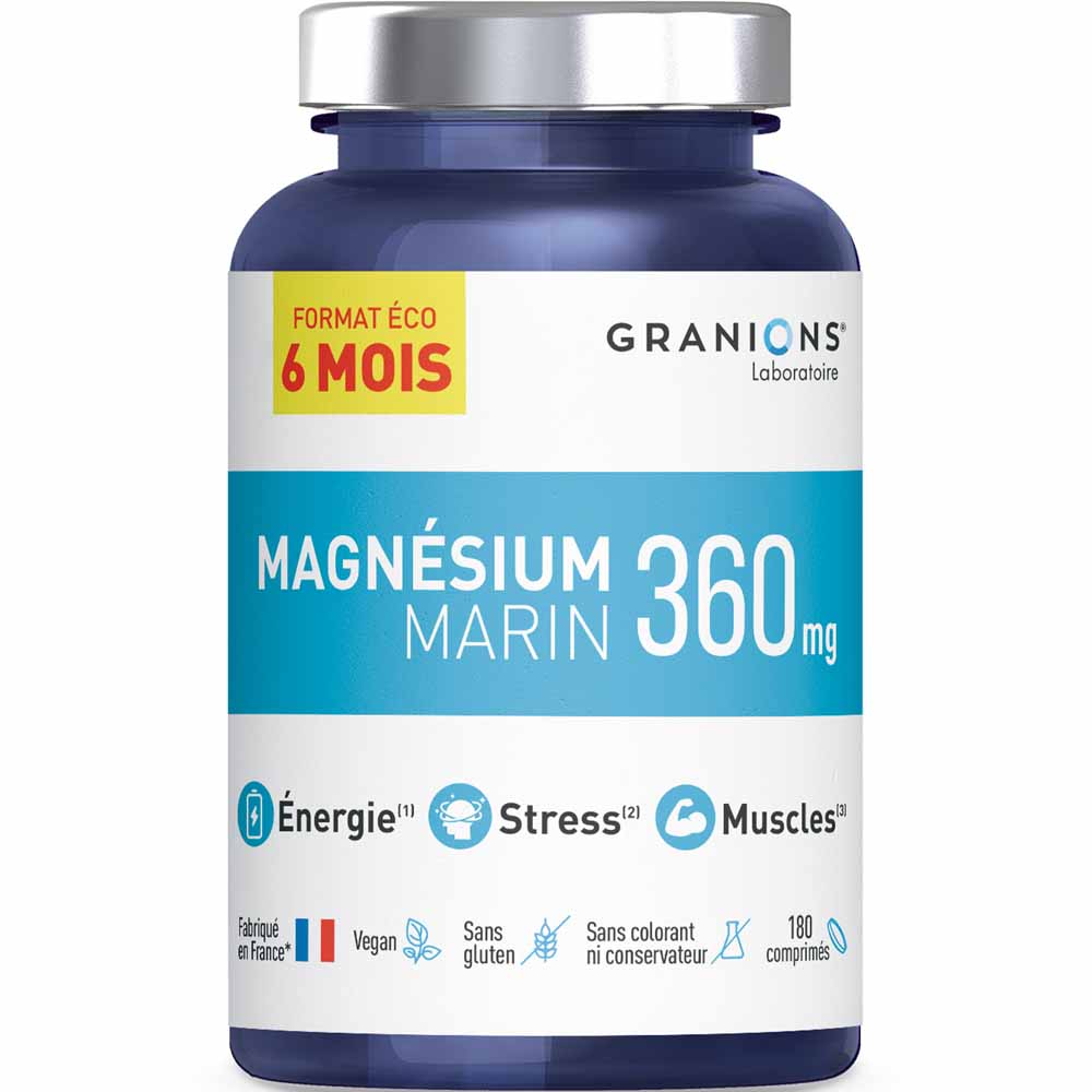 Granions Magnesio marino 360 mg e 6 mesi di trattamento 180 compresse