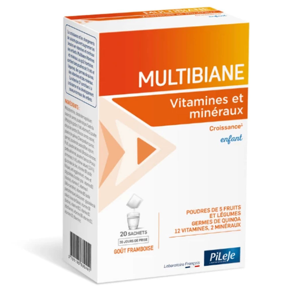 Pileje Multibiane Vitamine e minerali per bambini gusto lampone 20 bustine