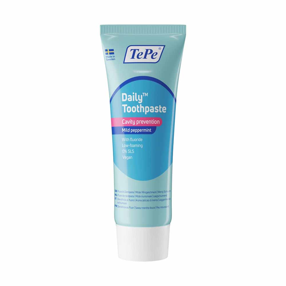 TePe Daily Dentifricio al fluoro a partire dai 7 anni gusto menta dolce 75 ml