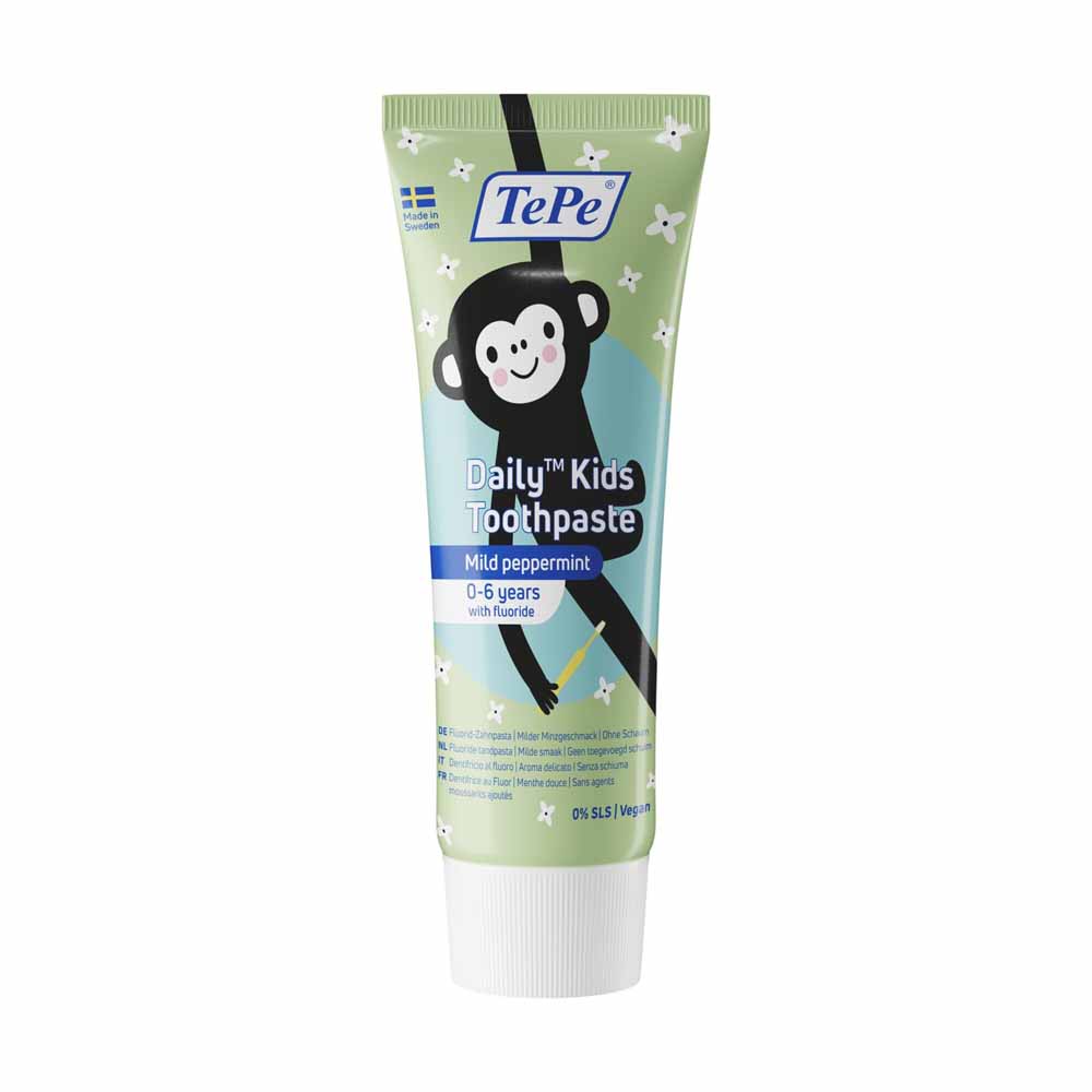TePe Daily Dentifricio al fluoro per bambini da 0 a 6 anni al gusto menta dolce 75 ml