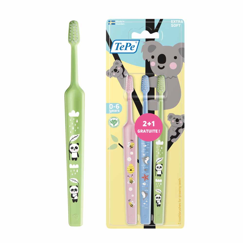 TePe Mini Extra Soft Spazzolini morbidi da 0 a 3 anni x 3