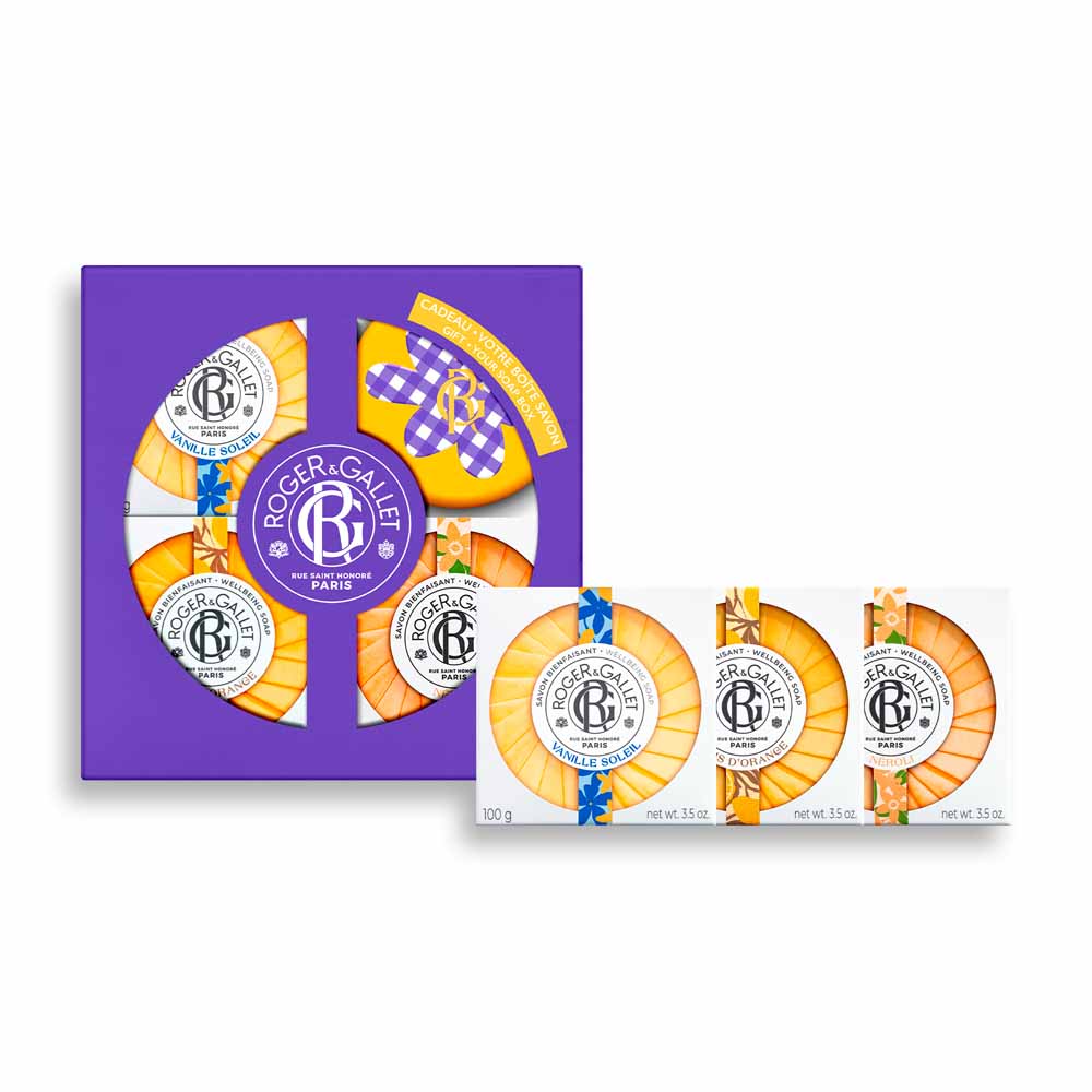 Roger & Gallet Cofanetto 3 saponette benefiche vaniglia, arancio amaro, legno d'arancia 100g
