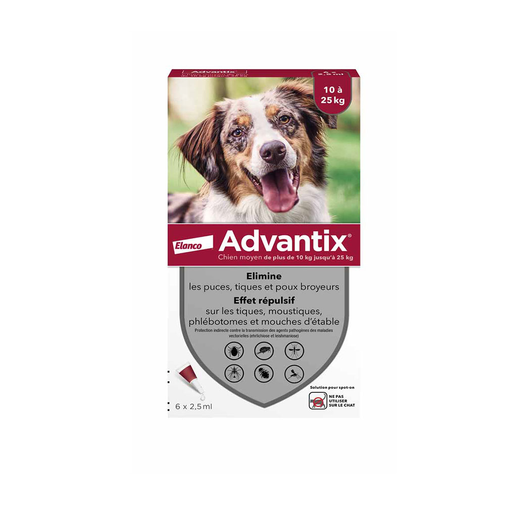 Advantix Pipette per cani di taglia media 10 a 25 kg 6 x 2,5 ml
