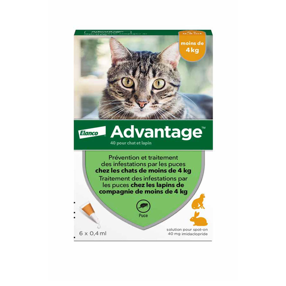 Advantage 40 Gatti e Conigli di Piccola taglia Peso inferiore ai 4kg 6x0.4ml