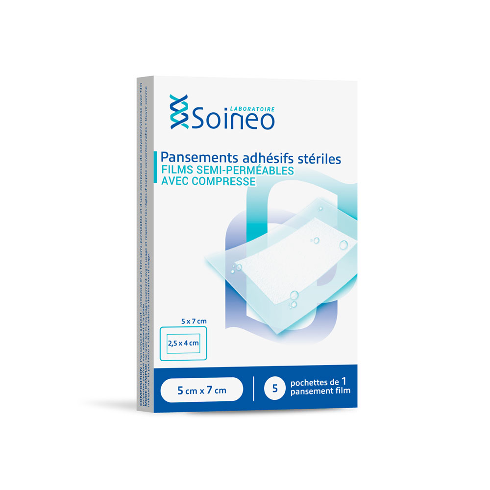 Soineo Cerotti adesivi sterili in poliuretano 5cm x 7cm /5 5 unità