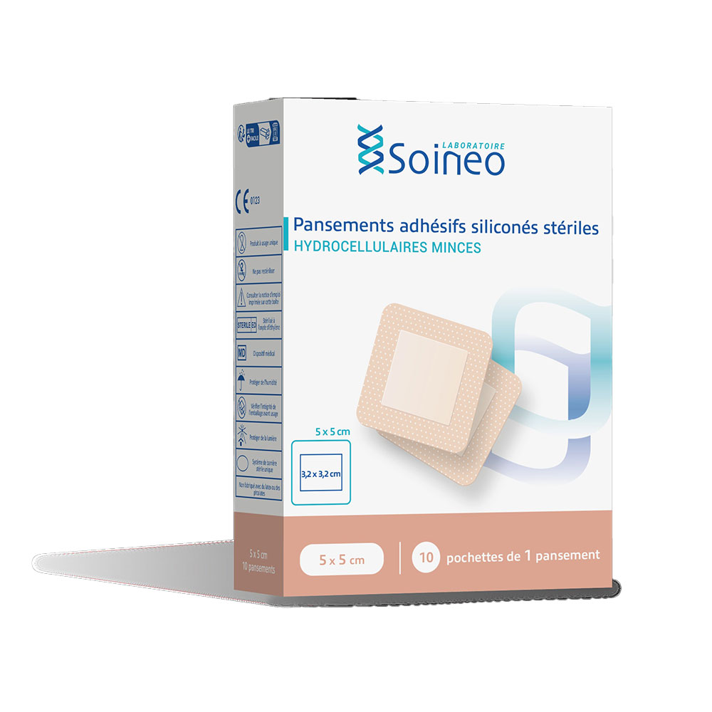 Soineo Cerotti idrocellulari sottili adesivi sterili 5x5cm /10 10 unità