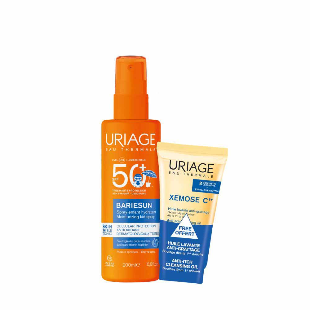 Uriage Bariésun Spray idratante e lenitivo per bambini Xemose C+ olio lavante anti-grattamento