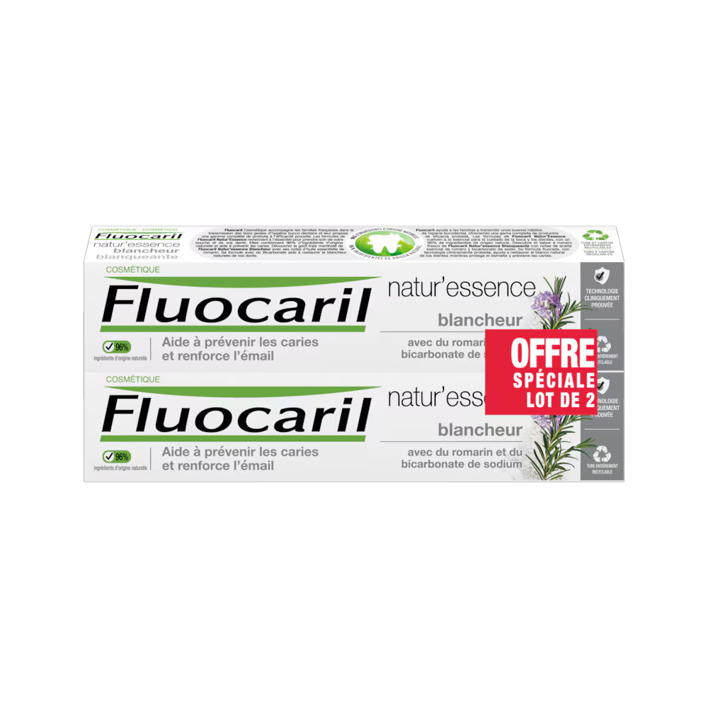Fluocaril Natur'Essence Dentifricio sbiancante bifluorato 2 x 75 ml