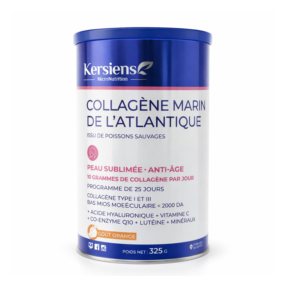 Kersiens Collagene marino dell'Atlantico gusto arancia per pelle luminosa e anti-età 325 g