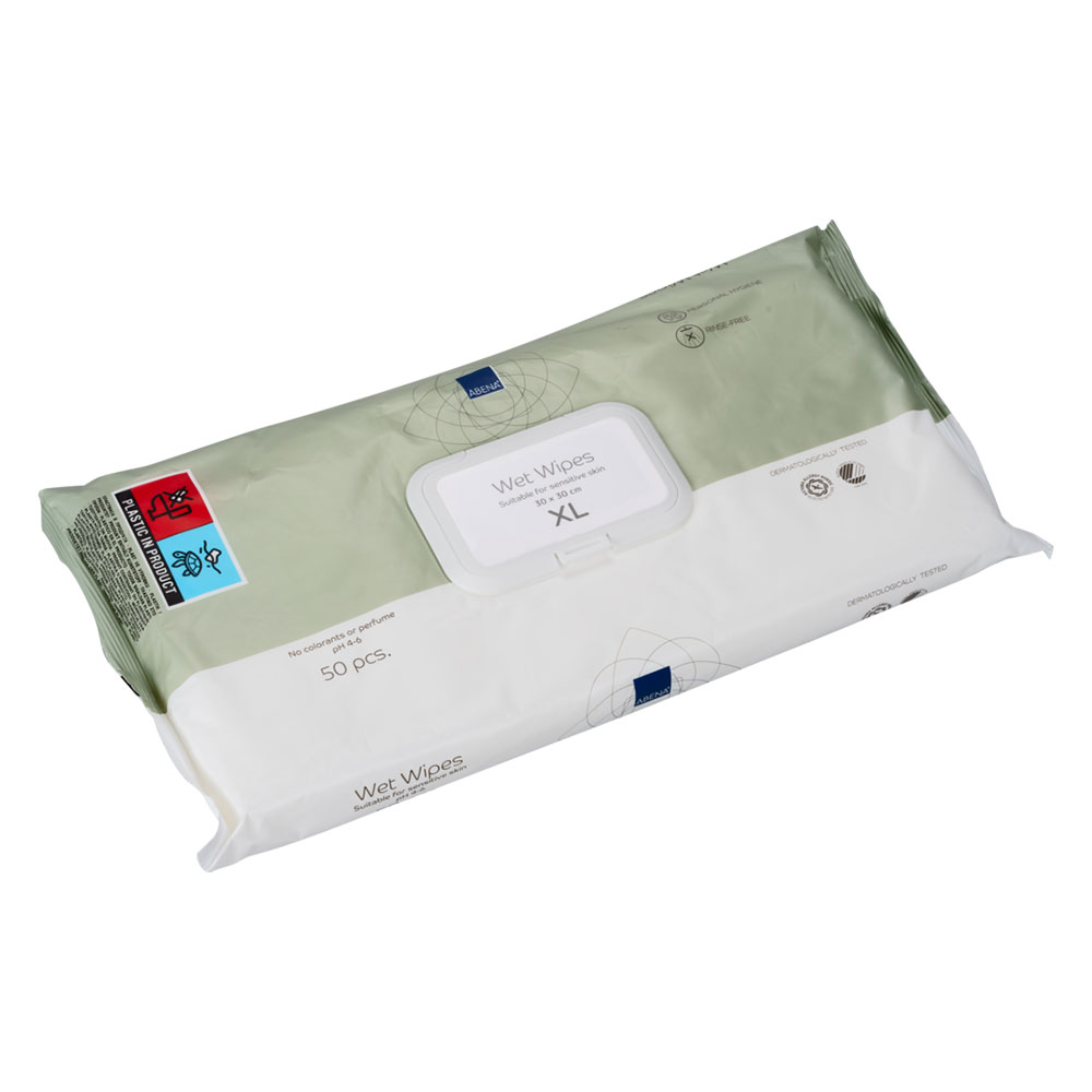 Abena Salviettine imbevute non profumate 30x30 cm per l'igiene del corpo 50 unità