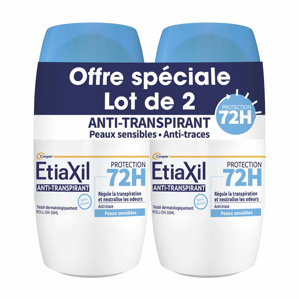 Etiaxil Anti-traspirante Deodorante roll-on protezione 72h per pelli sensibili 2 x 50 ml