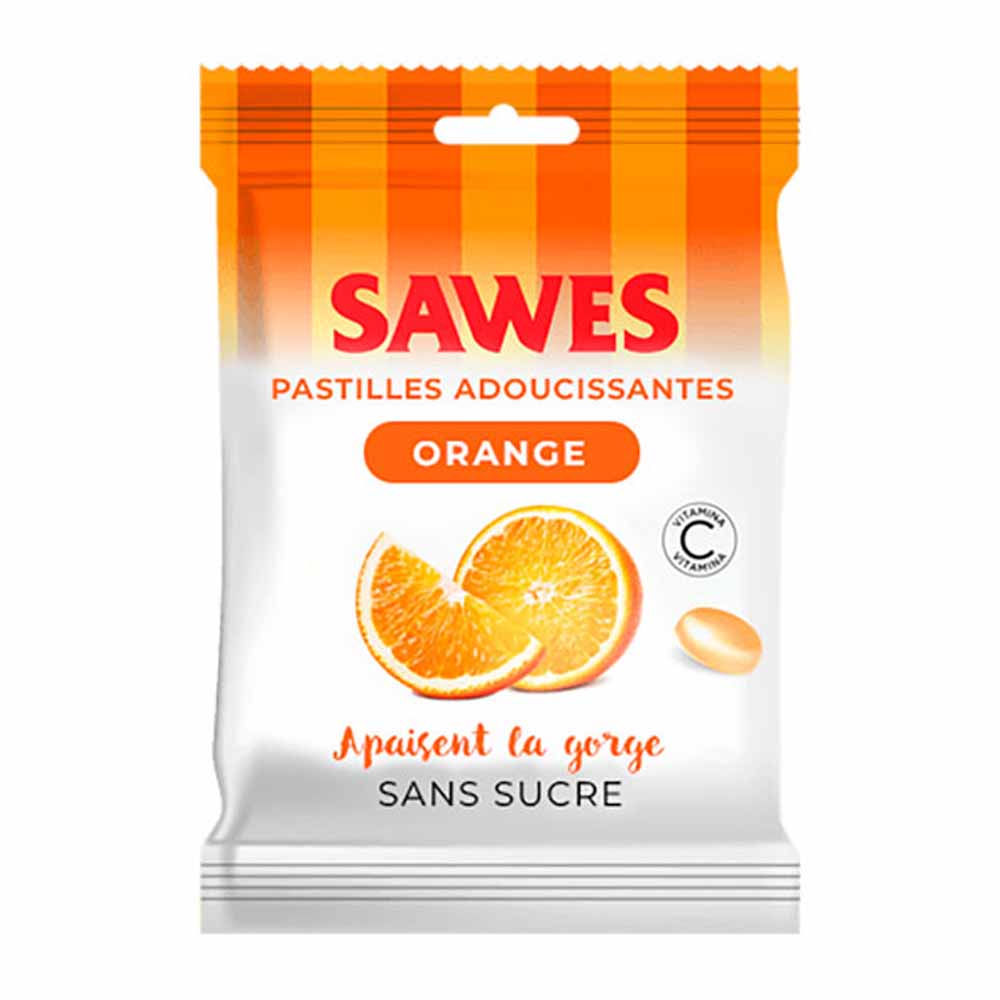 SAWES Caramelle all'arancia senza zucchero con vitamina C 50 g