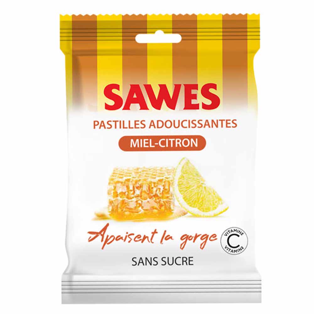 SAWES Caramelle miele e limone senza zucchero con vitamina C 50 g