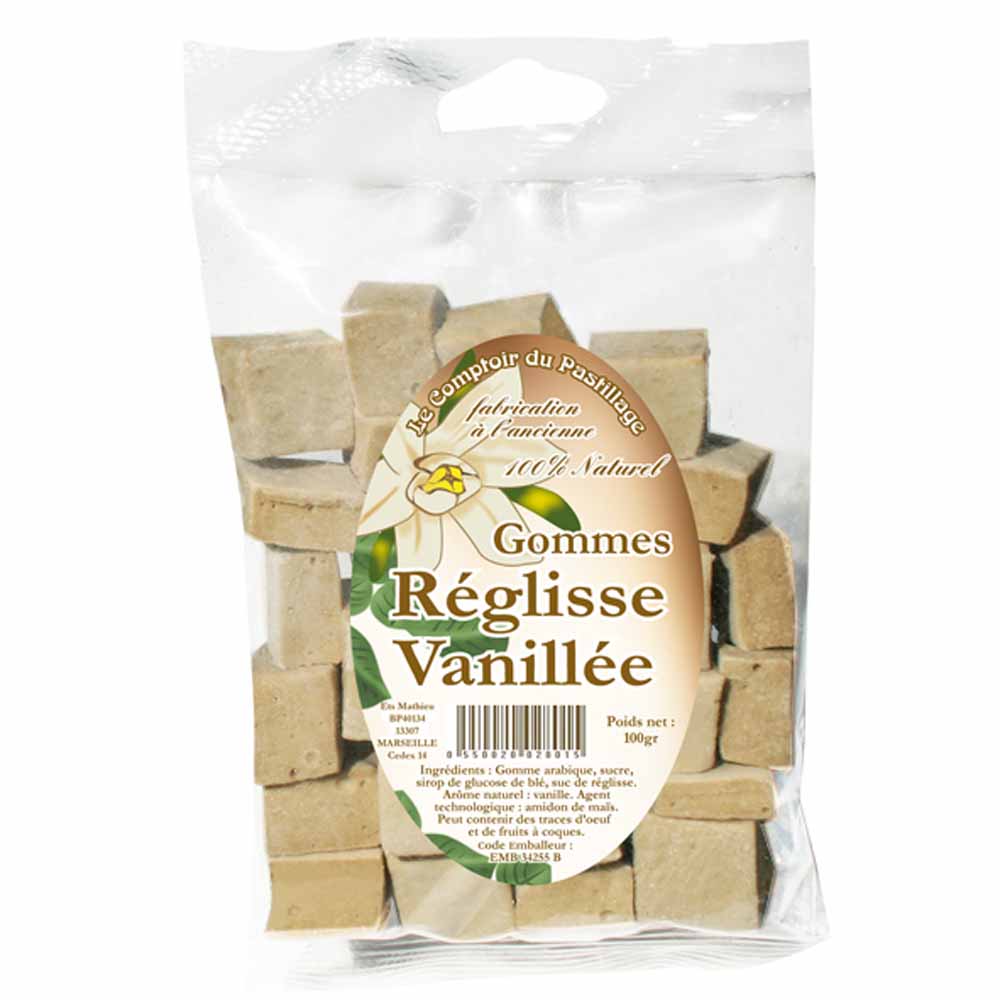 Le comptoir du pastillage Caramelle gommose alla liquirizia e vaniglia 100 g