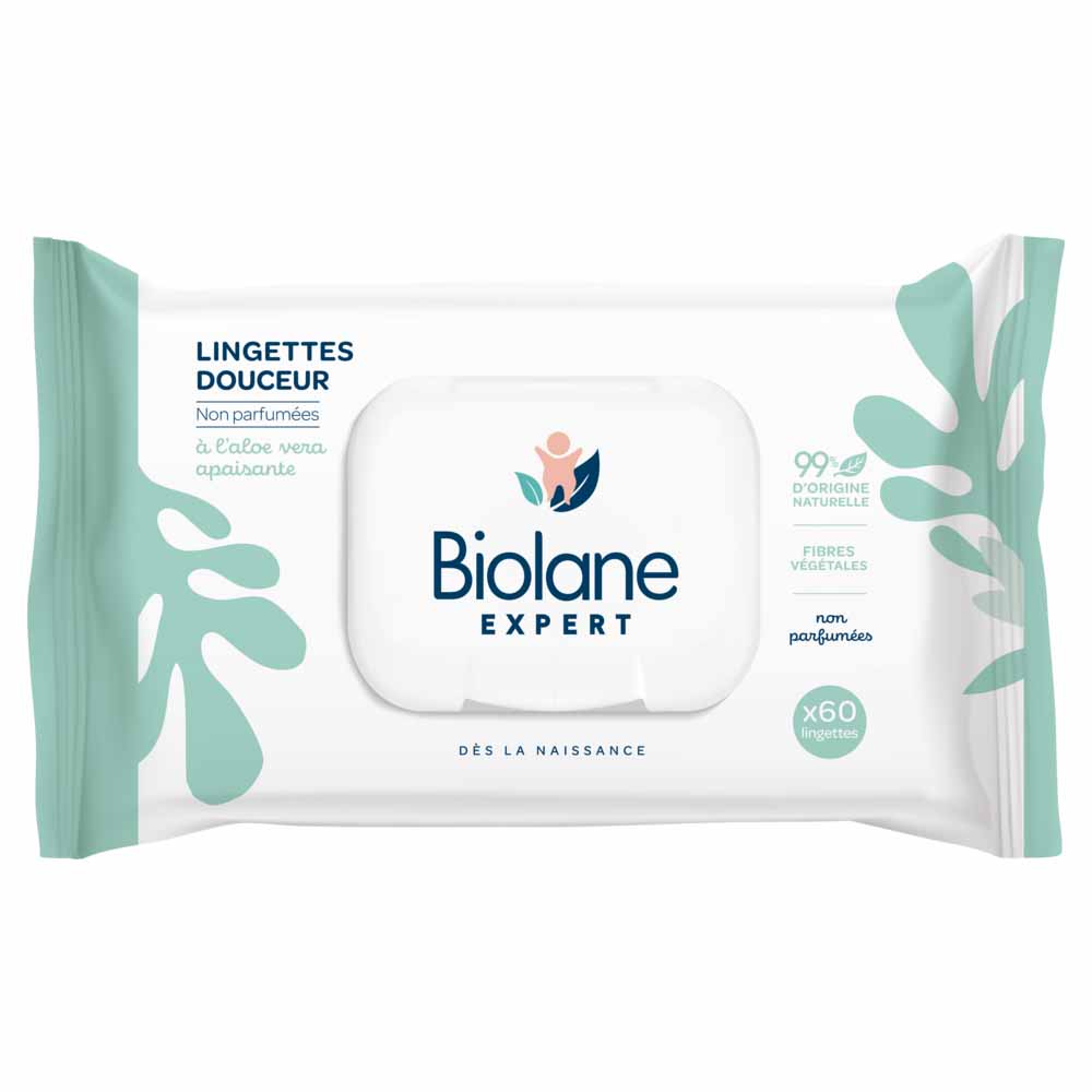 Biolane Esperto Salviettine delicate non profumate con aloe vera lenitiva x60