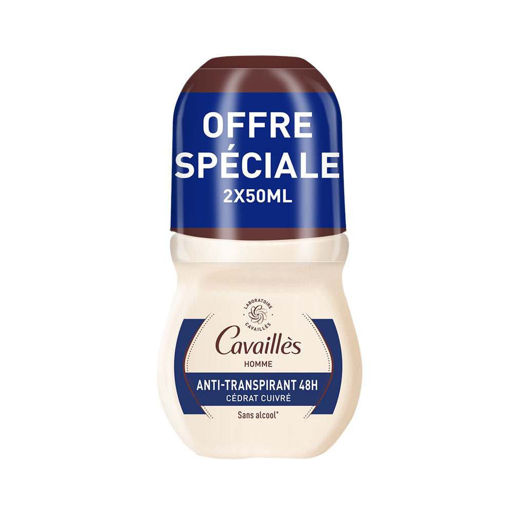 Cavaillès Absorb + Deodorante antitraspirante Roll-on Uomo 48H 2x50ml