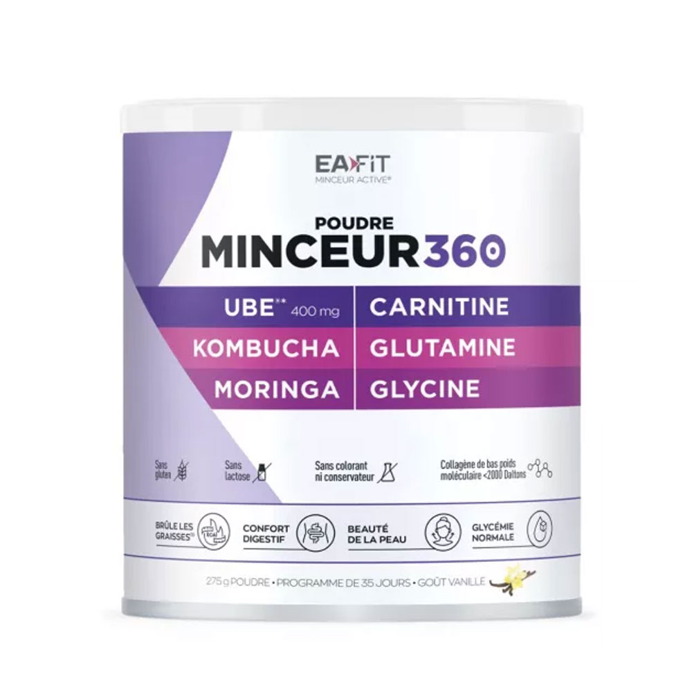 Eafit Polvere Ube Kombucha Moringa 360 snellente gusto vaniglia 275 g