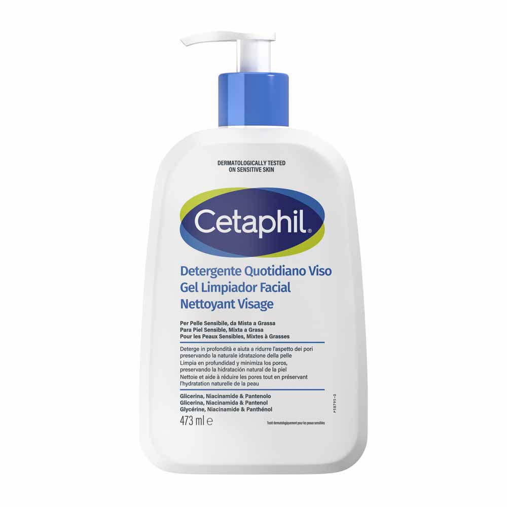 Cetaphil Detergente viso quotidiano per pelli sensibili miste a grasse 473 ml