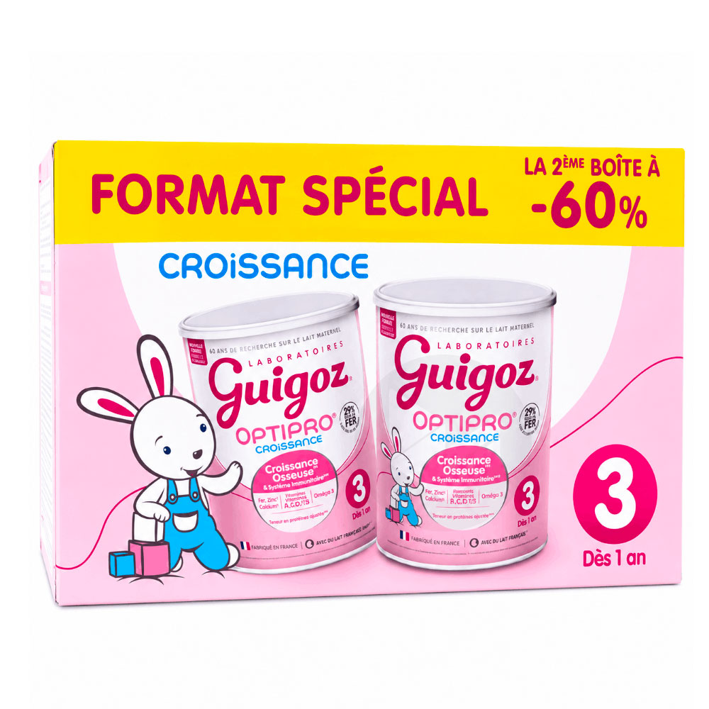 Guigoz Optipro Latte di crescita in polvere formato speciale 3 a partire da 1 anno 2 x 780 g