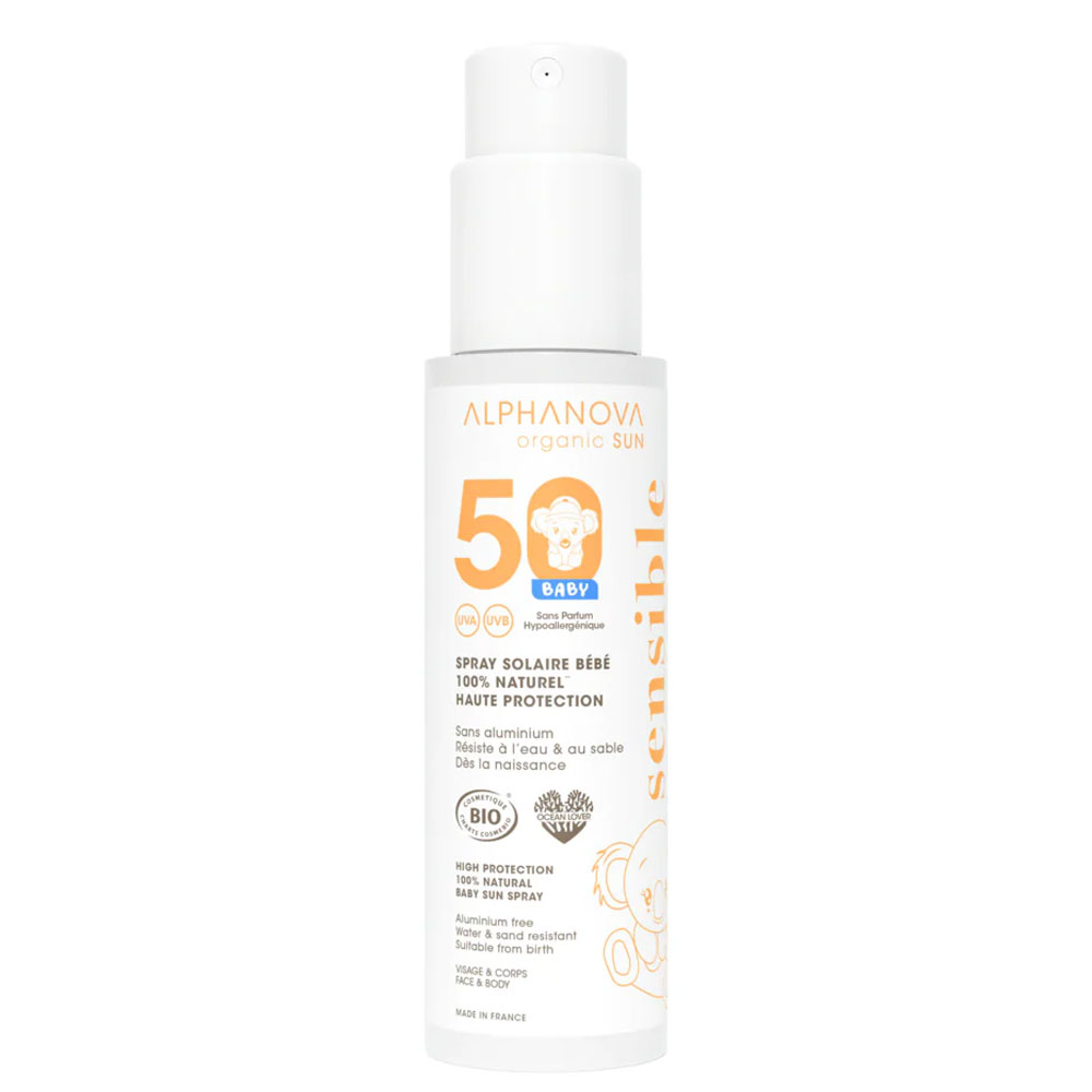 Alphanova Bébé Spray Solaire Bébé SPF50 Bio 100g