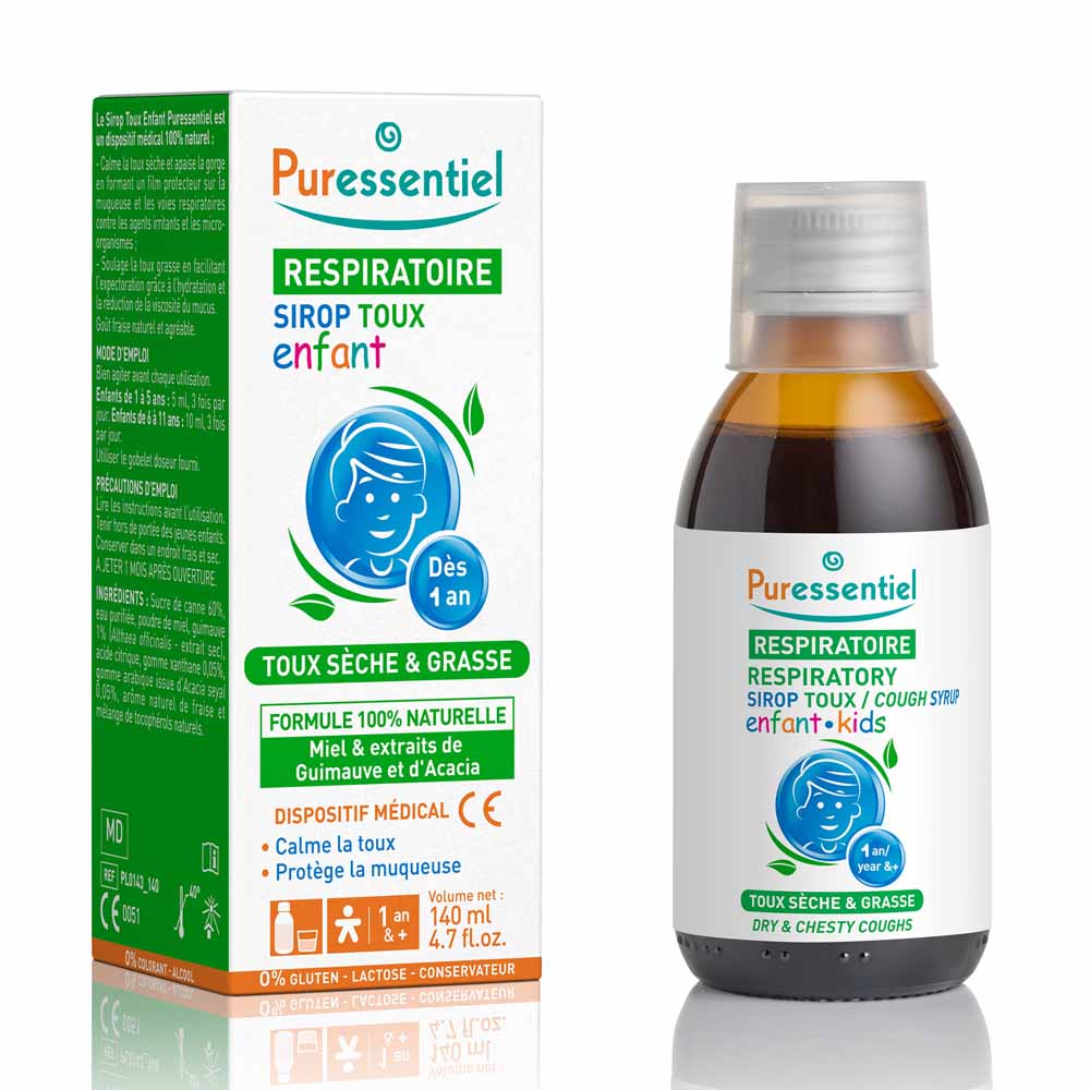 Puressentiel Respirazione Sciroppo per la tosse secca e il mal di petto Bambini da 1 anno 140 ml