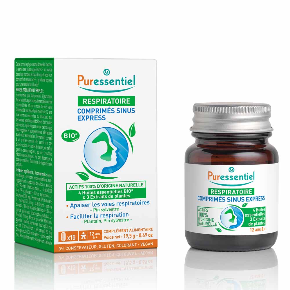 Puressentiel Respirazione Sinus Express Con oli essenziali biologici 15 compresse