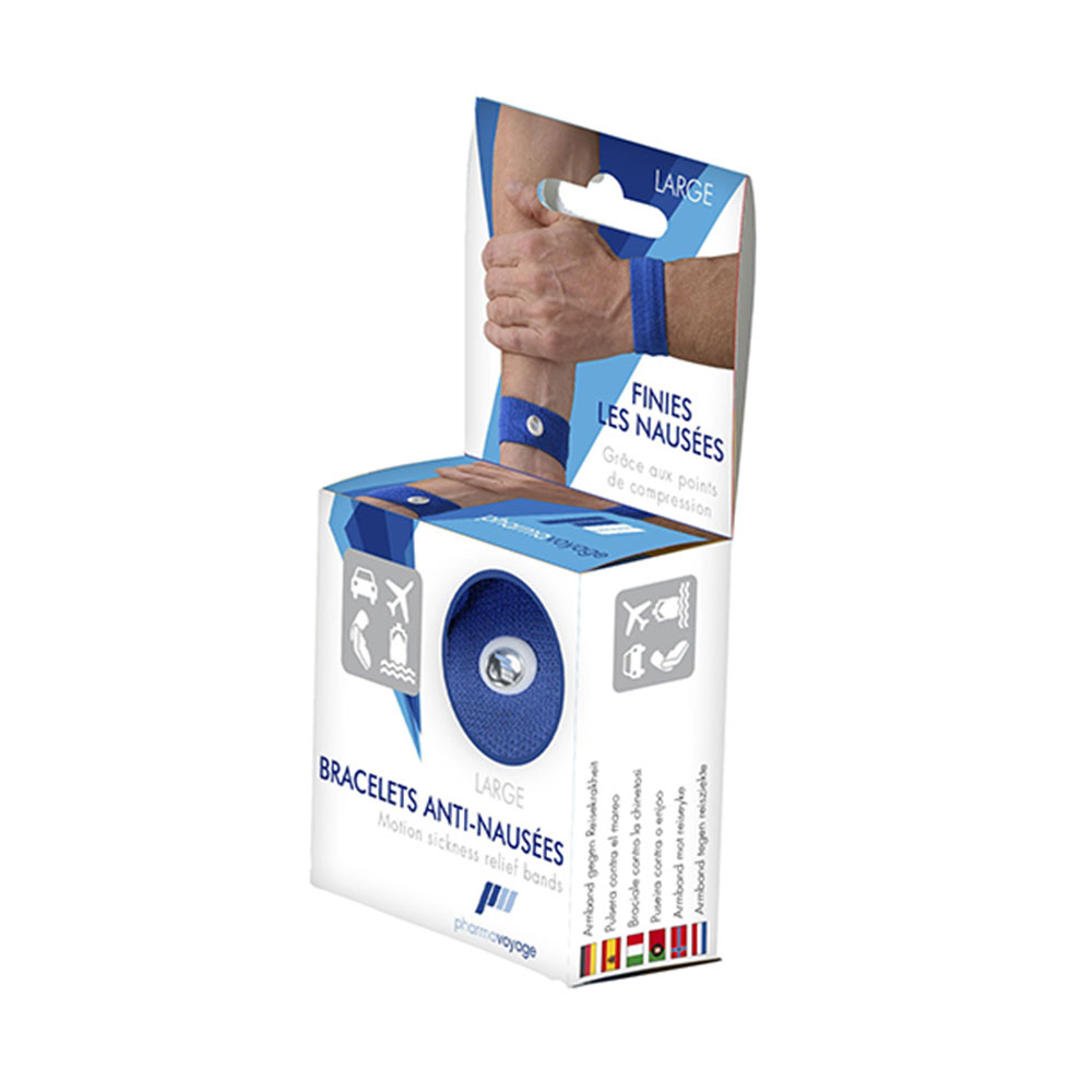 Pharmavoyage Bracciali antinausea per adulti Coppia blu grande