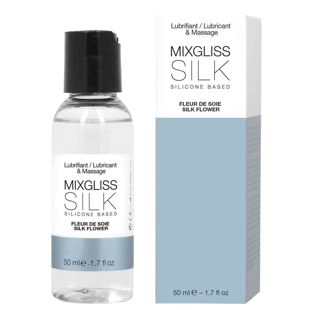 Mixgliss Lubrificante e olio da massaggio al silicone, fragranza fiore di seta 50ml