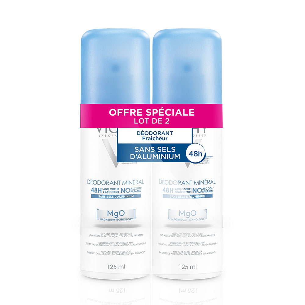 Vichy Deodorante Minerale 48h pelli sensibili 2x125ml