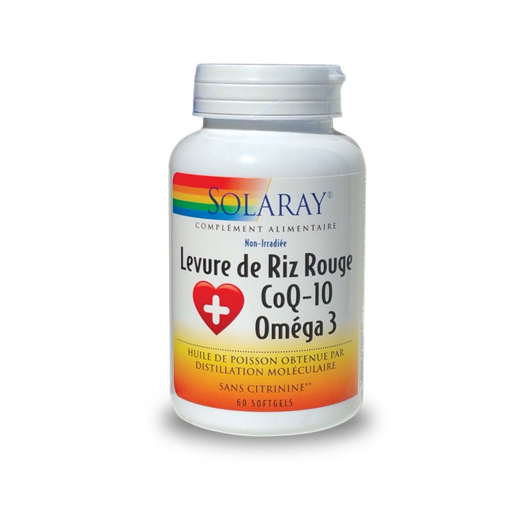 Solaray Riso rosso fermentato, CoQ-10 e Omega 3- 60 capsule