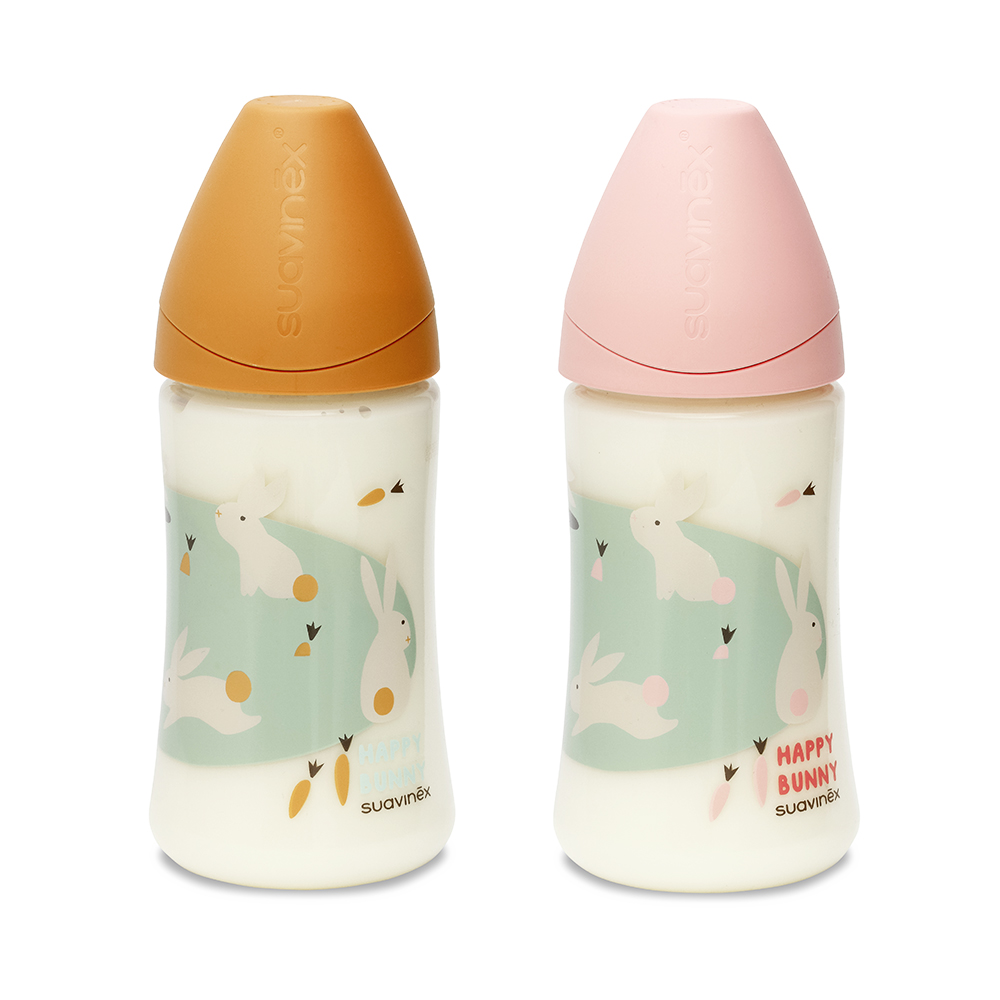 Suavinex Biberon con tettarella in silicone fisiologica bunny 0-6 mesi 270ml