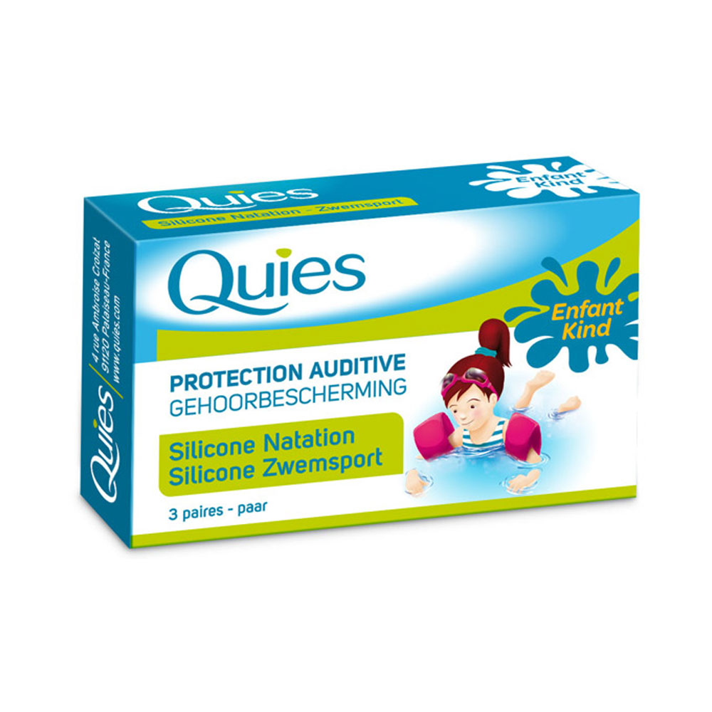 Quies Protezione uditiva in silicone per nuoto bambini 3 paia