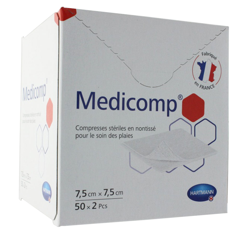 Hartmann Medicomp Compresse sterili non tessute 7,5cm x 7,5cm 50x2