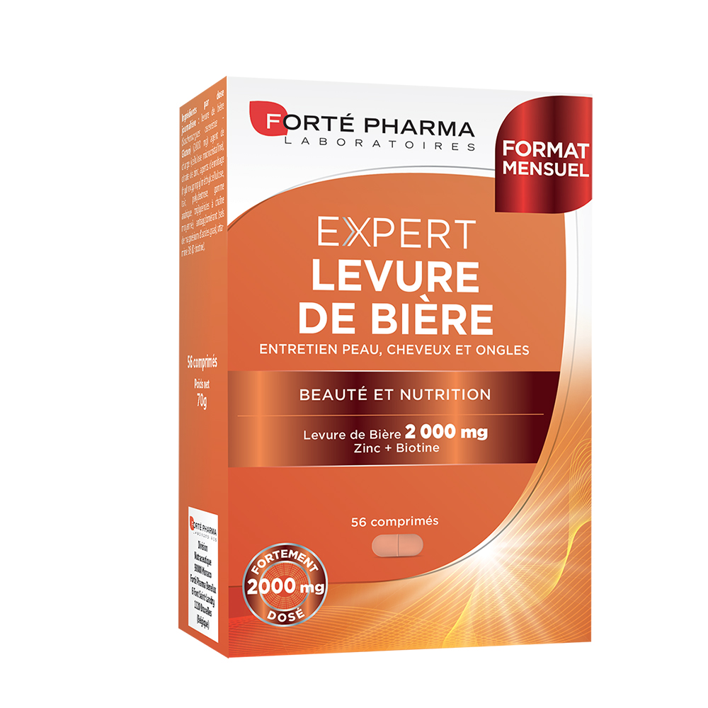 Forté Pharma Cura dei Capelli Lievito di birra per capelli, unghie e pelle arricchito con zinco e biotina 56 compresse