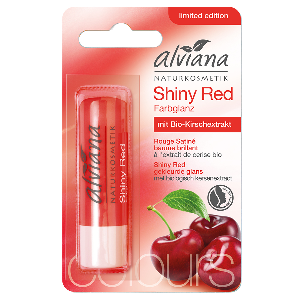 Alviana Balsamo labbra brillante rosso ciliegia bio 4,5 g