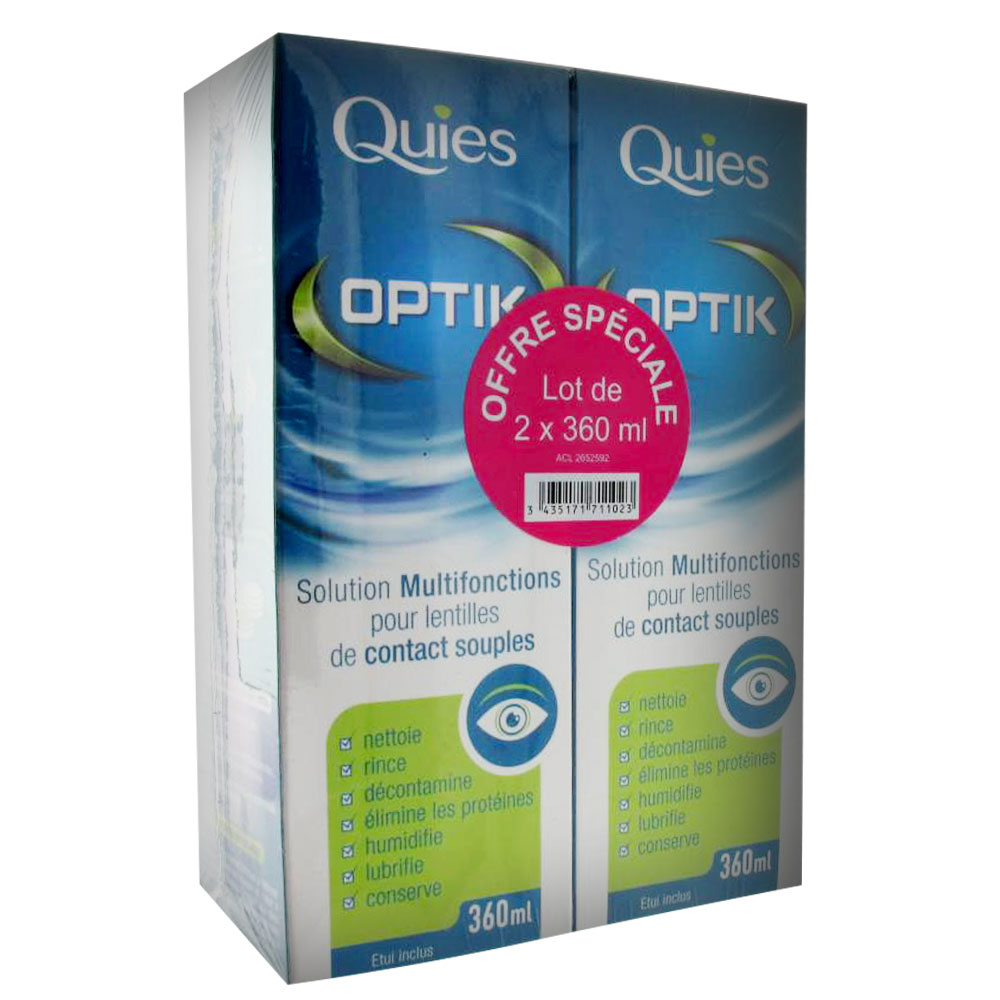 Quies Soluzione Optik per lenti a contatto morbide 2x360ml