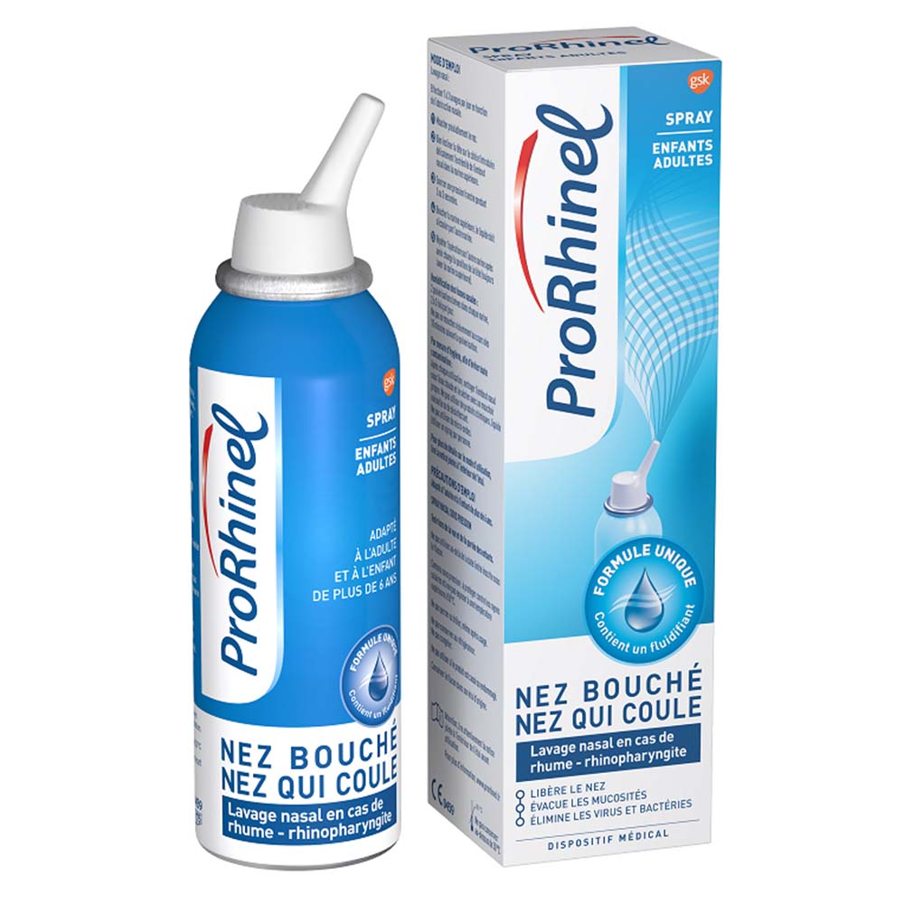 Prorhinel Lavaggio nasale spray per naso chiuso e naso che cola per adulti e bambini 100 ml