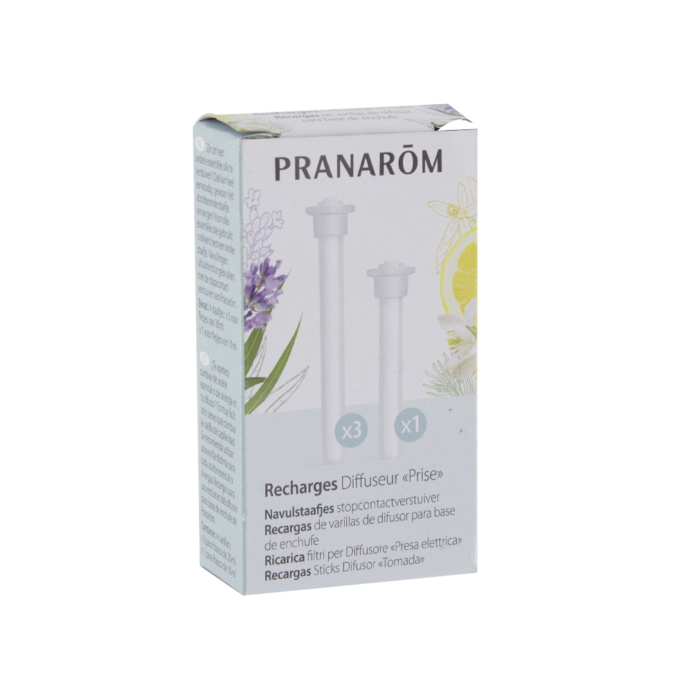 Pranarôm Diffusione Kit di ricarica per zoccolo diffusore 3 aste + 1 asta 3x30ml
