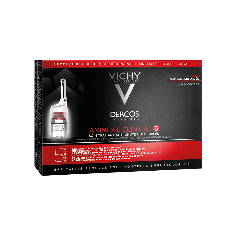 Vichy Dercos Aminexil Clinical 5 - Uomo Fiale anticaduta temporanea 21x6ml