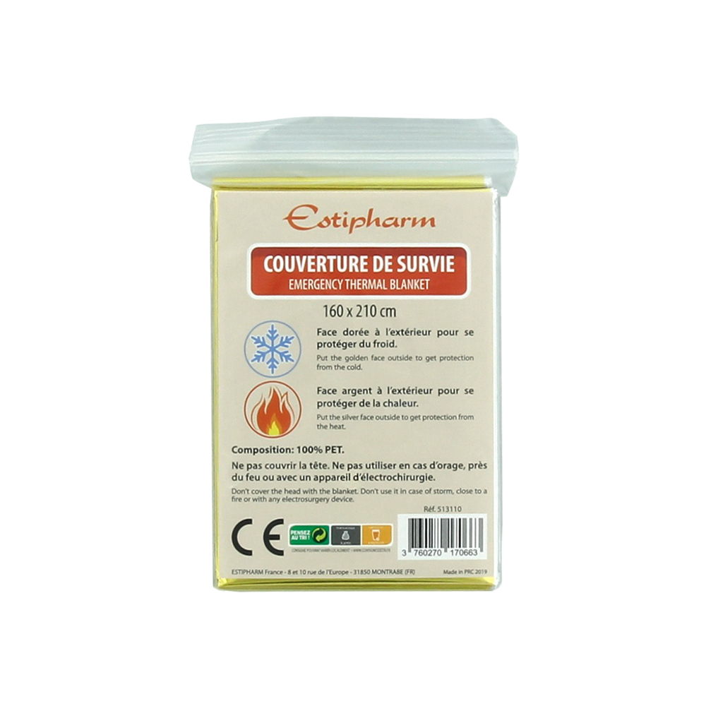 Estipharm Coperta di sopravvivenza 160 X 210 Caldo/Freddo