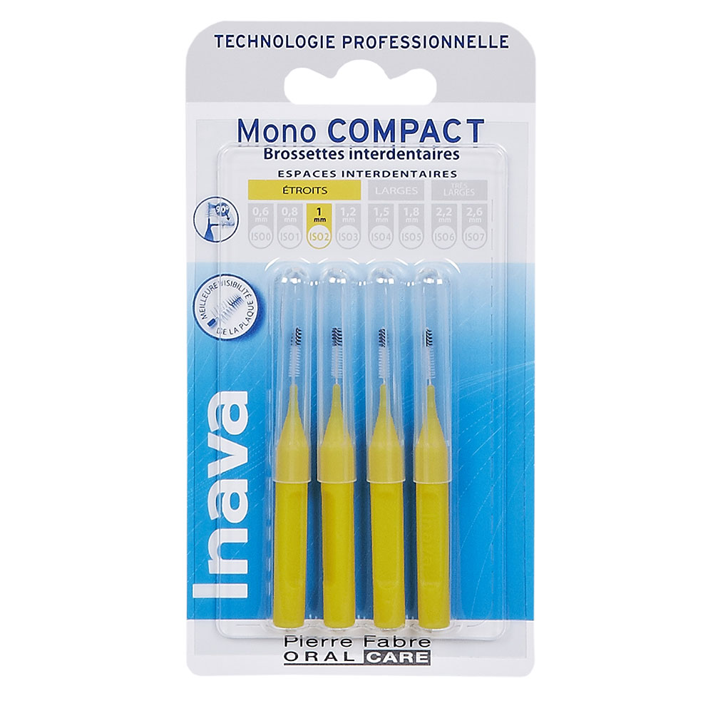 Inava Scovolini interdentali mono compatti da 1 mm giallo X4