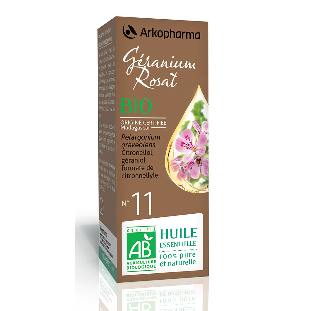 Arkopharma Arkoessentiel Huile essentielle n°11 géranium rosat bio (pelargonium Graveolens) 5 ml